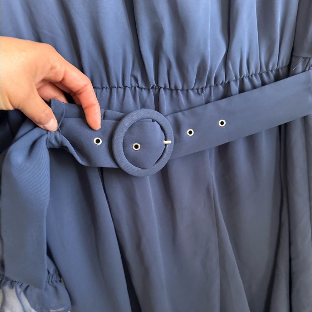 Nine West Navy Long-Sleeve Belted Dress - Picture 6 of 9